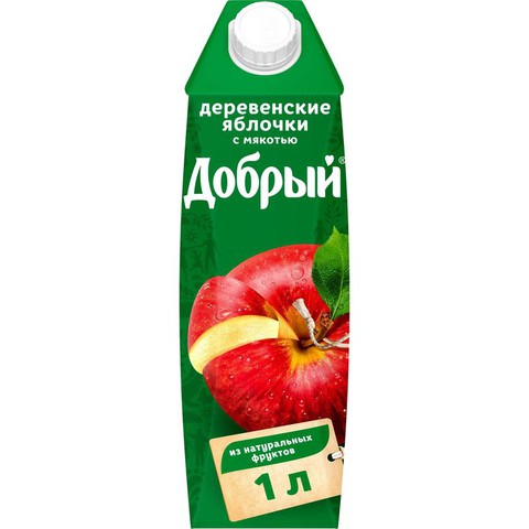 Нектар Добрый Яблоко с мякотью 1л ПЭТ (12 шт)