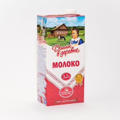 Молоко ультрапастеризованное 3,2% Домик в деревне 950г ПЭТ (12 шт)